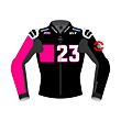 pink and black leather motorcycle jacket