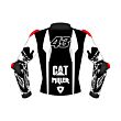 black and white leather motorcycle jacket