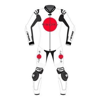 white biker suit