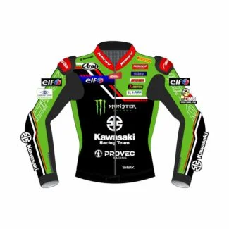 Kawasaki Race Jacket -  Jonathan Rea Race Bike Leathers Jacket SBK 2023 Front