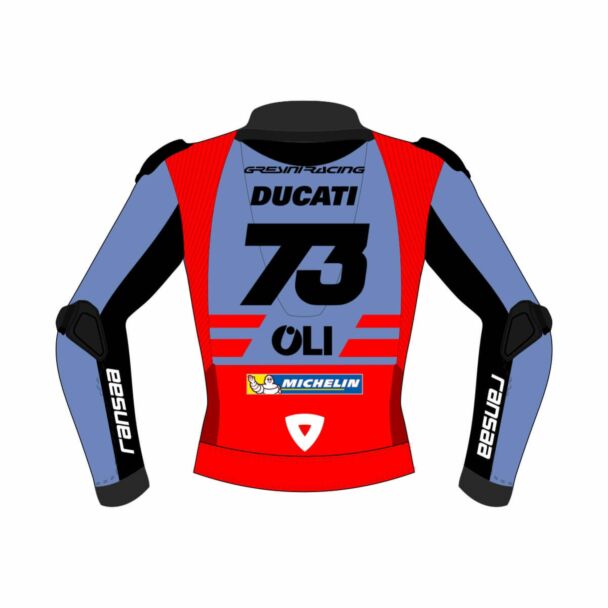Leather Sportbike Jacket - Alex Marquez Ducati Leather Jacket Back