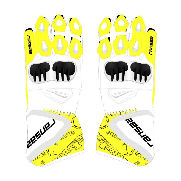 yellow moto gloves