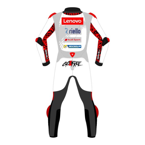 all white motorcycle suit