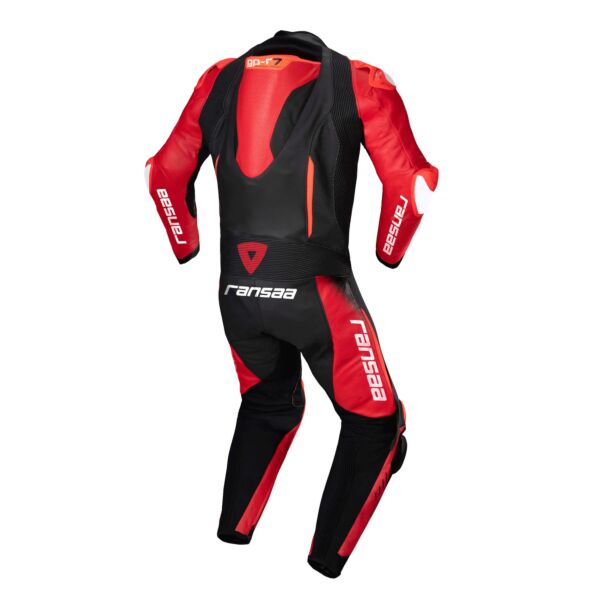 red and black motorcycle suit