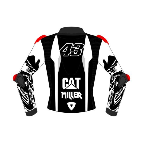 black and white leather motorcycle jacket