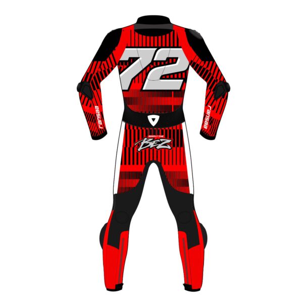 red motorcycle suit