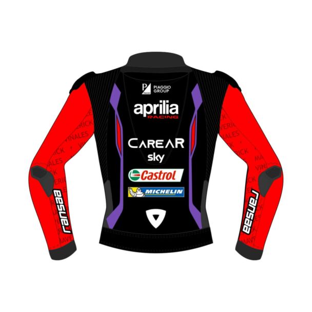 Aprilia Racing Jacket - Maverick Vinales Aprilia Racing Leather Jacket MotoGP 2023 Back