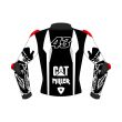 black and white leather motorcycle jacket