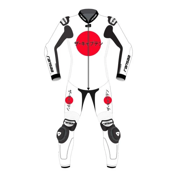 white biker suit