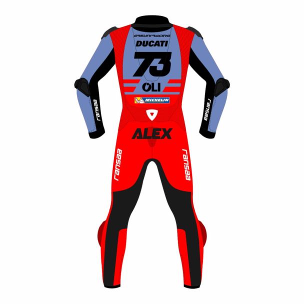 Motorcycle 1 Piece Suit Ducati Leather Alex Marquez MotoGP 2023 Suit Back