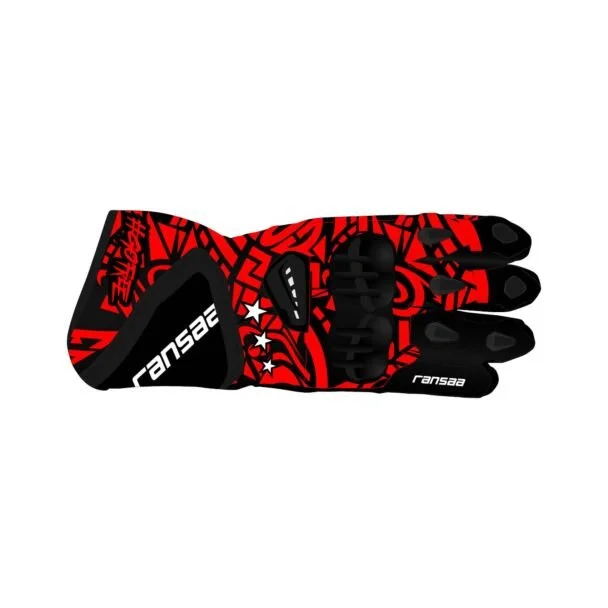 red and black motorcycle gloves