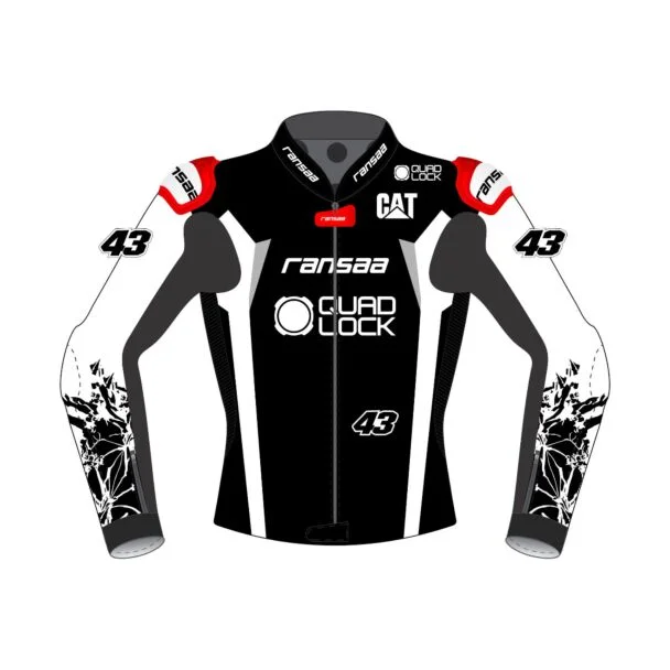 black and white motorcycle jacket