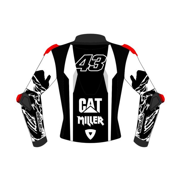 black and white leather motorcycle jacket